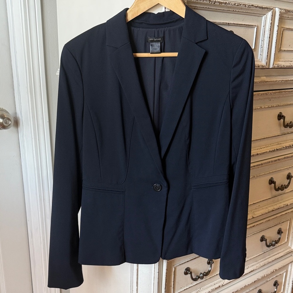 Ann Taylor Navy Blue Single-Button Blazer